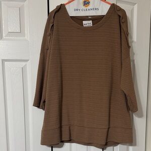 New York Laundry Brown Ribbed Blouse